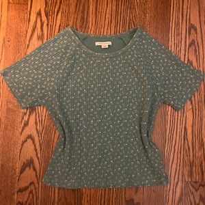 American Eagle Outfitters Ribbed Floral Baby Tee